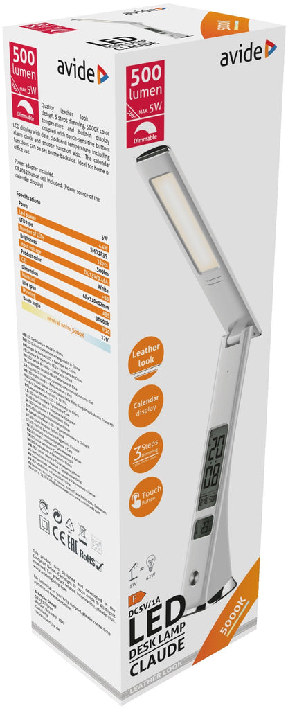 Avide 943909 Namizna svetilka Business Leather Claude Calandar LED 5W 5000K 500lm
