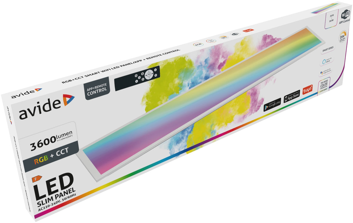 Avide 954684 Panel Slim LED 36W RGB CCT 3600lm IR APP