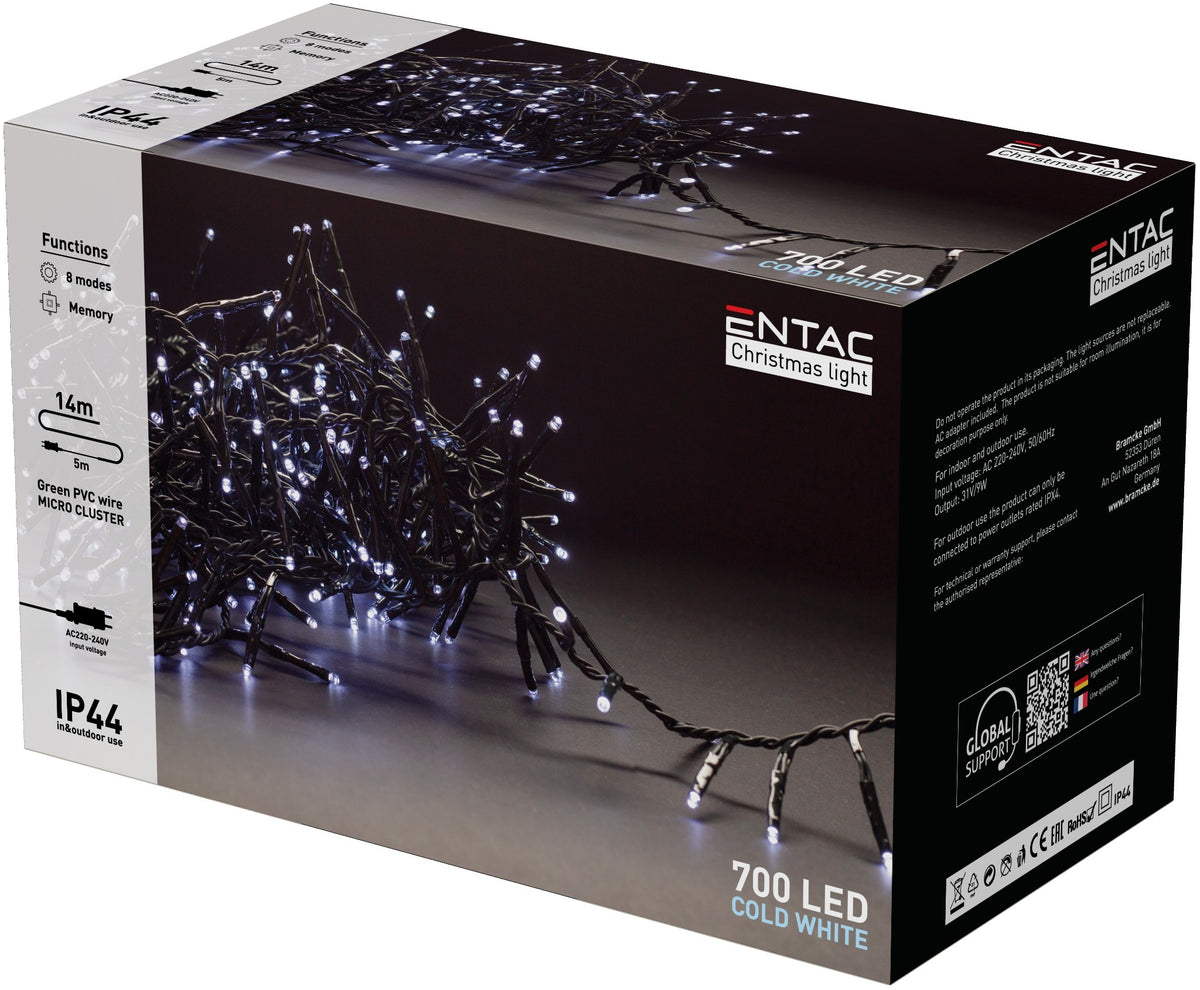 Entac 979083 Novoletne lučke - vrv bela 700 LED 14 m