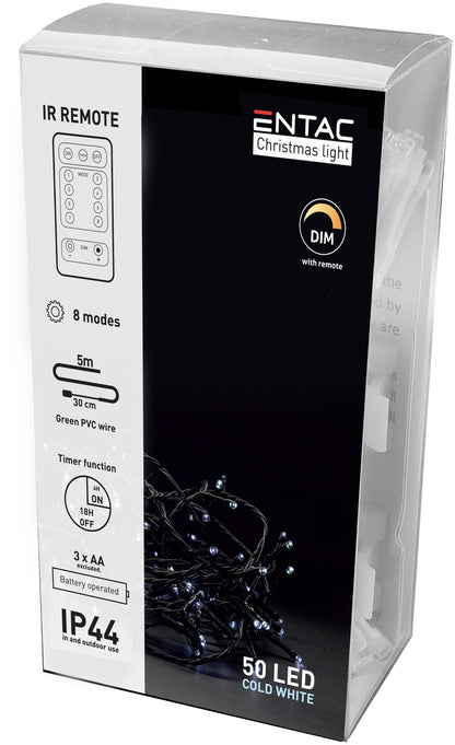 Novoletne lučke - večbarvna vrv IR 50 LED 5 m 3xAA