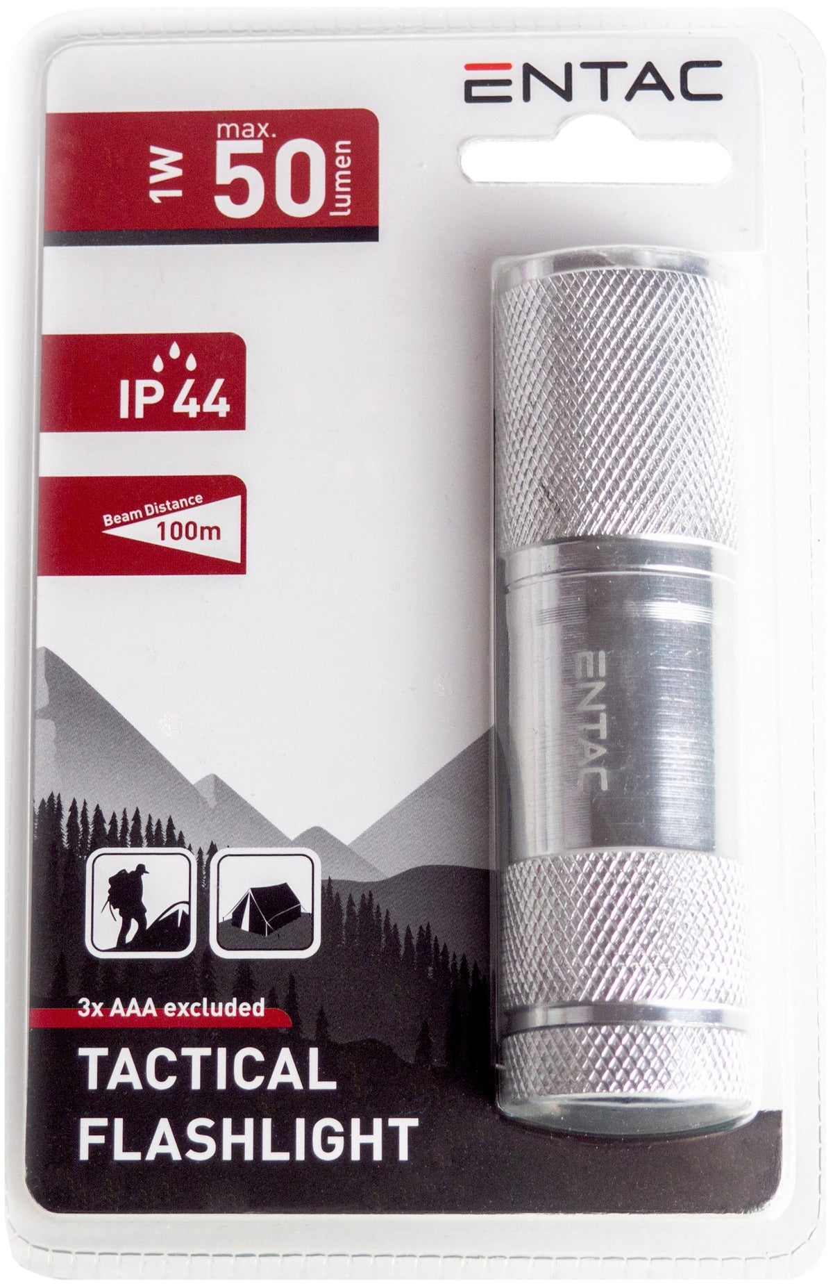 Entac 90828 Svetilka 1W LED 50lm ALU 3xAAA IP44