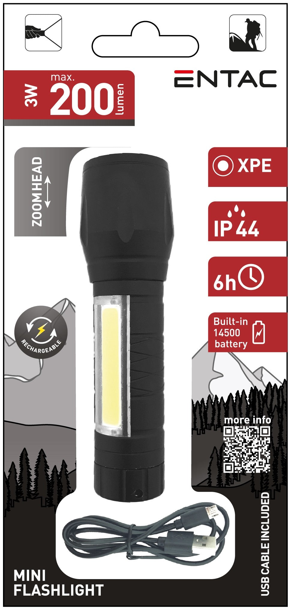 Entac 94284 Svetilka polnilna mini Zoom 3W 200lm IP44