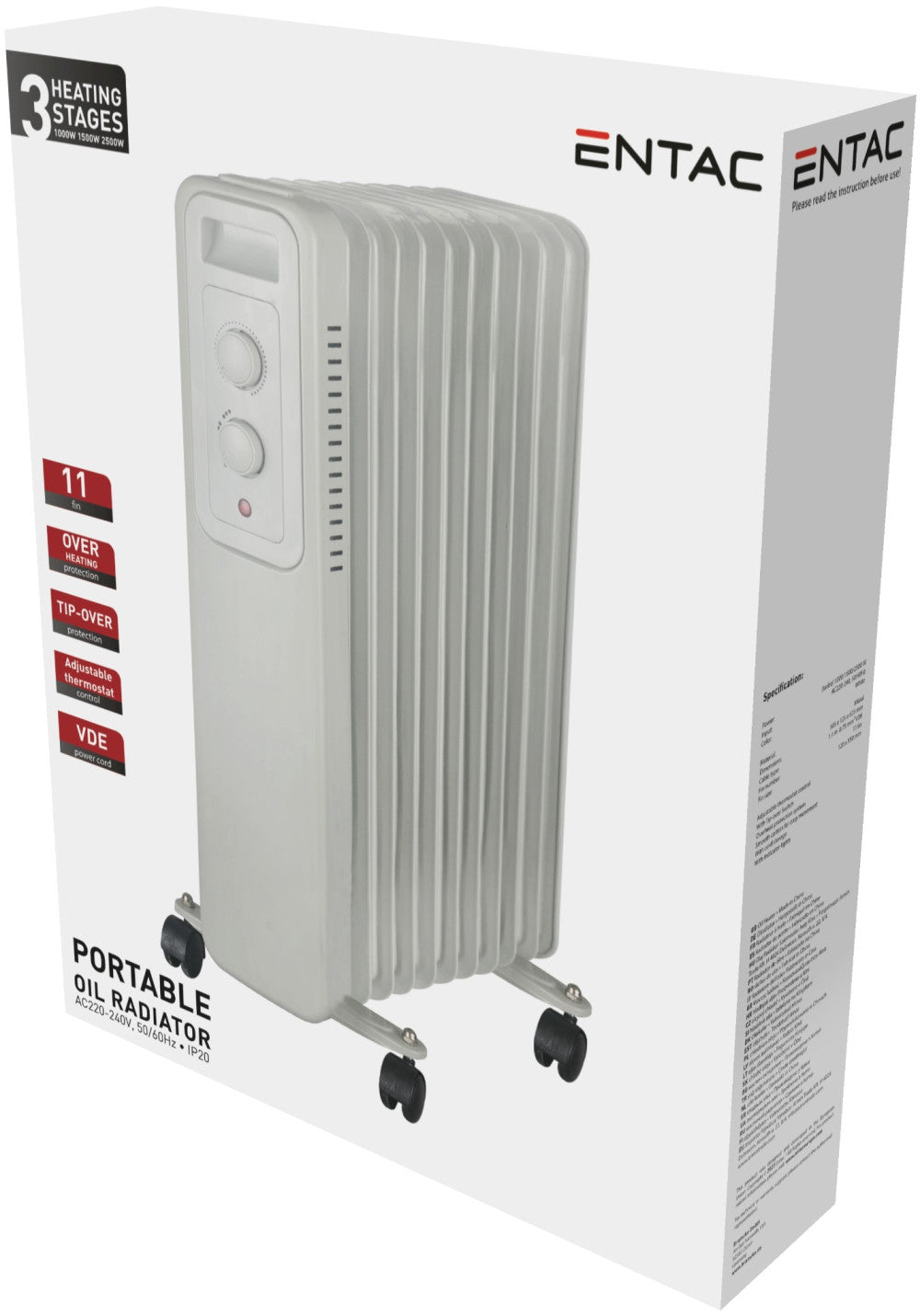Entac 95205 Radiator oljni električni 11 reber