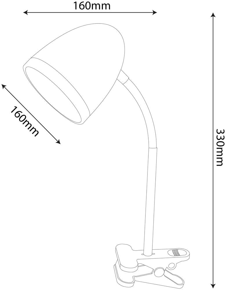 Svetilka namizna Basic s klipom E27 max 15W črna LED, ABDL-CLIP-B-15W