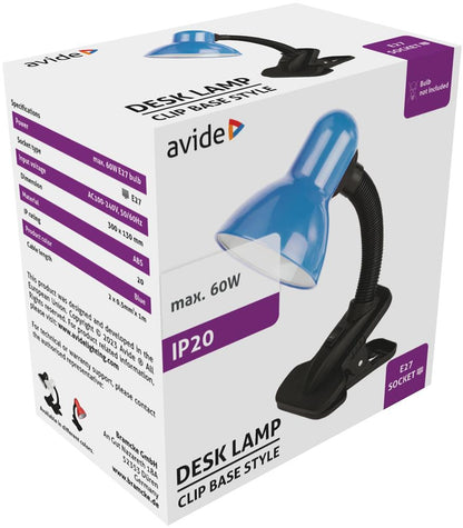 Svetilka namizna Basic s klipom max 60W modra LED, ABDL-CLIP-BL-60W