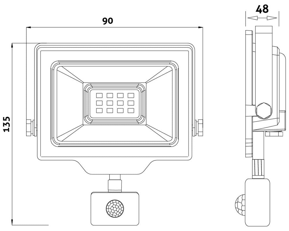 Reflektor Slim LED SMD 10W 6400K PIR ABLRFLCW-10W-PIR