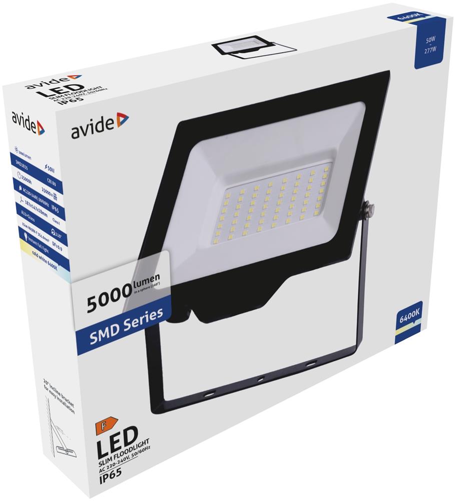 Reflektor Slim LED SMD 50W CW 6400K  ABLRFLCW-50W