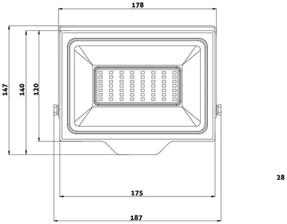 Reflektor Slim LED SMD 50W CW 6400K  ABLRFLCW-50W