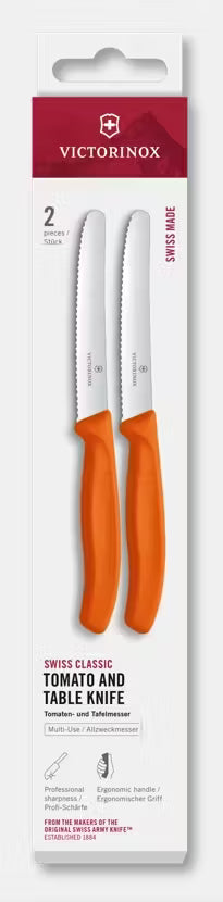 Nož 6.7839.2C1 Set 2v1 za paradižnik, nazobčan in zaokrožen, 11 cm, oranžna