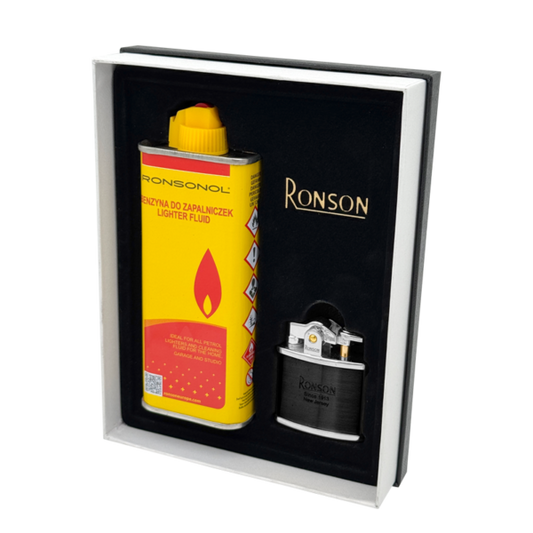 Set darilni Ronson 301003 vžigalnik Black Nostalgia in Bencin 133 ml