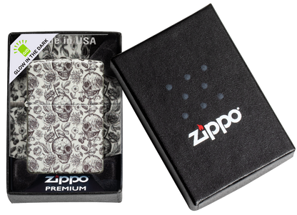 Zippo vžigalnik 49458 Skulls & Flowers, Glow in the Dark