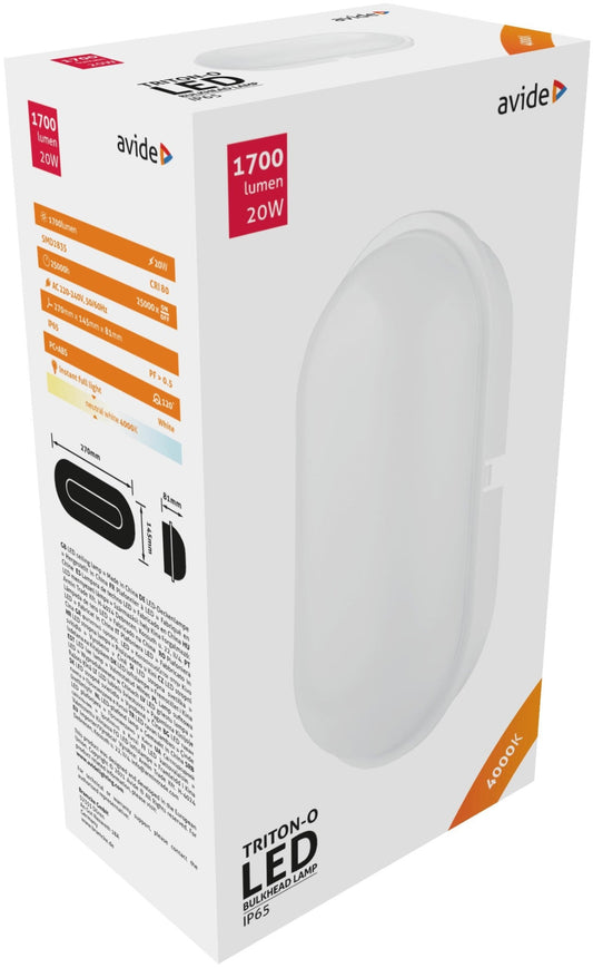 Avide 915289 Zunanja svetilka (Triton-O) Oval 20W 4000K 1700 lm IP65