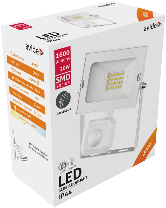 Avide 930565 Reflektor s senzor Slim LED SMD 20W NW 1600lm IP44