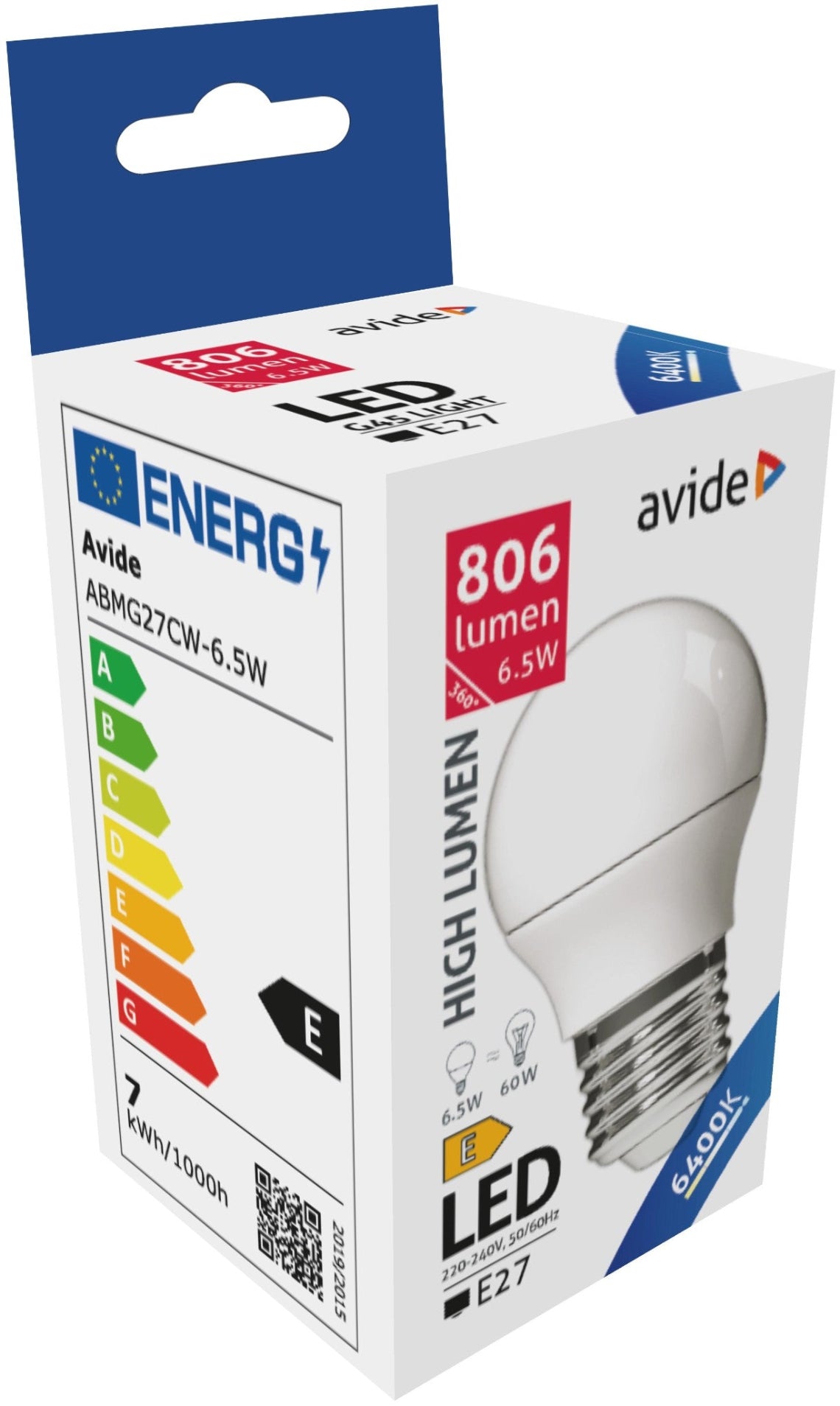 Avide 931647 Žarnica mini LED 6.5W E27 6400K 806lm 150° G45