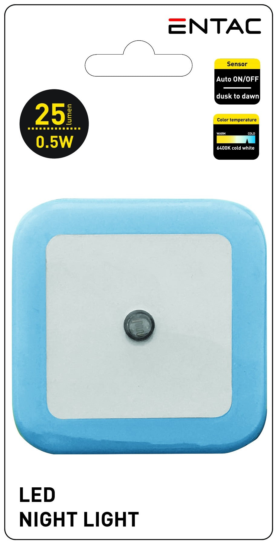 Entac 982427 Nočna svetilka na senzor 0.5W CW kvadrat modra