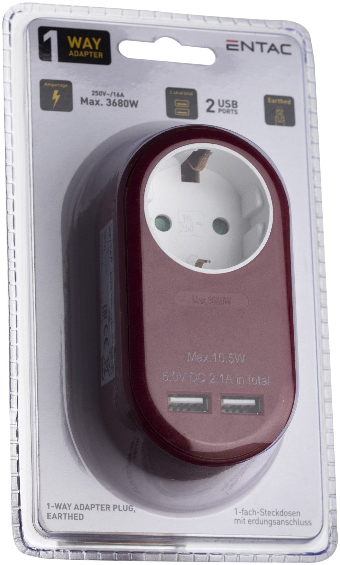 Entac 985442 Razdelilec 1x 16A 2x USB Bordo