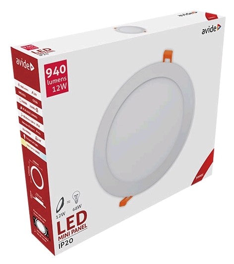 Avide 281192 Vgradna stropna svetilka LED Okrogla 12W WW 940 lm