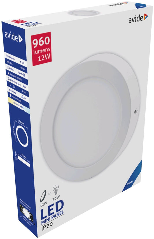 Avide 281901 Svetilka stropna LED 12W 6400K 960lm fi170mm