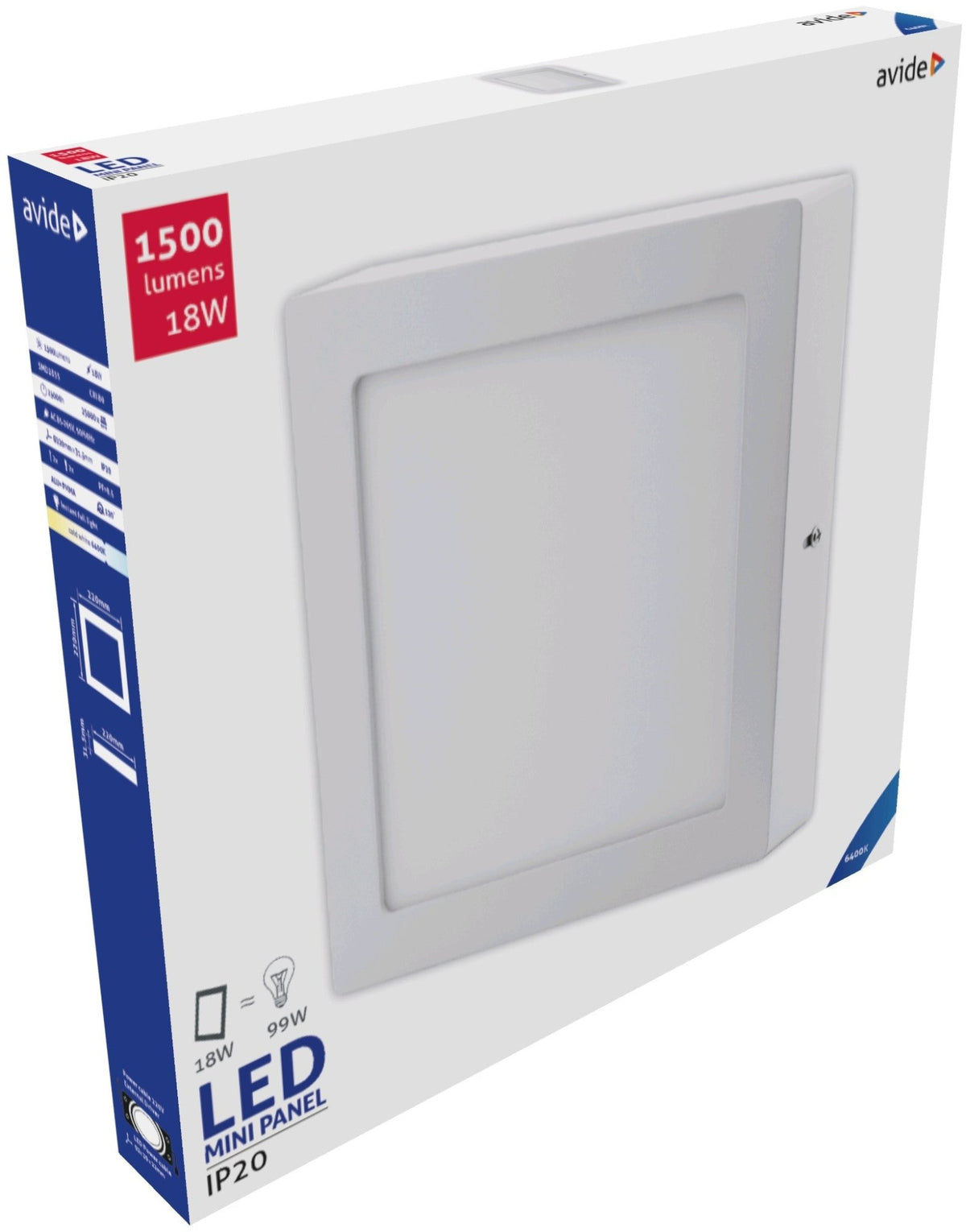Avide 282267 Svetilka stropna LED 18W 6400K 1500lm fi220mm