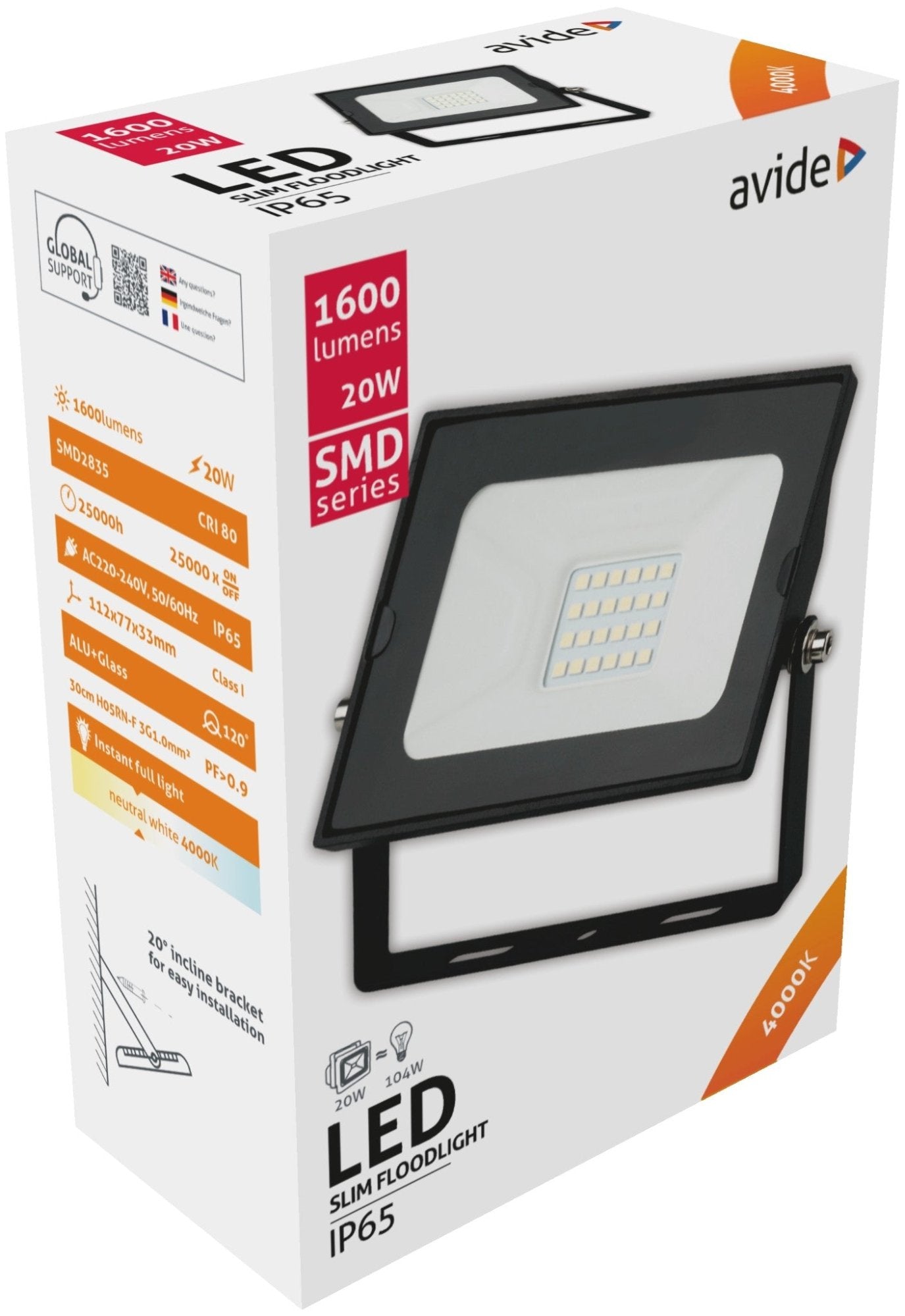 Avide 908922 SMD LED Reflektor Slim 20W NW 1600 lm