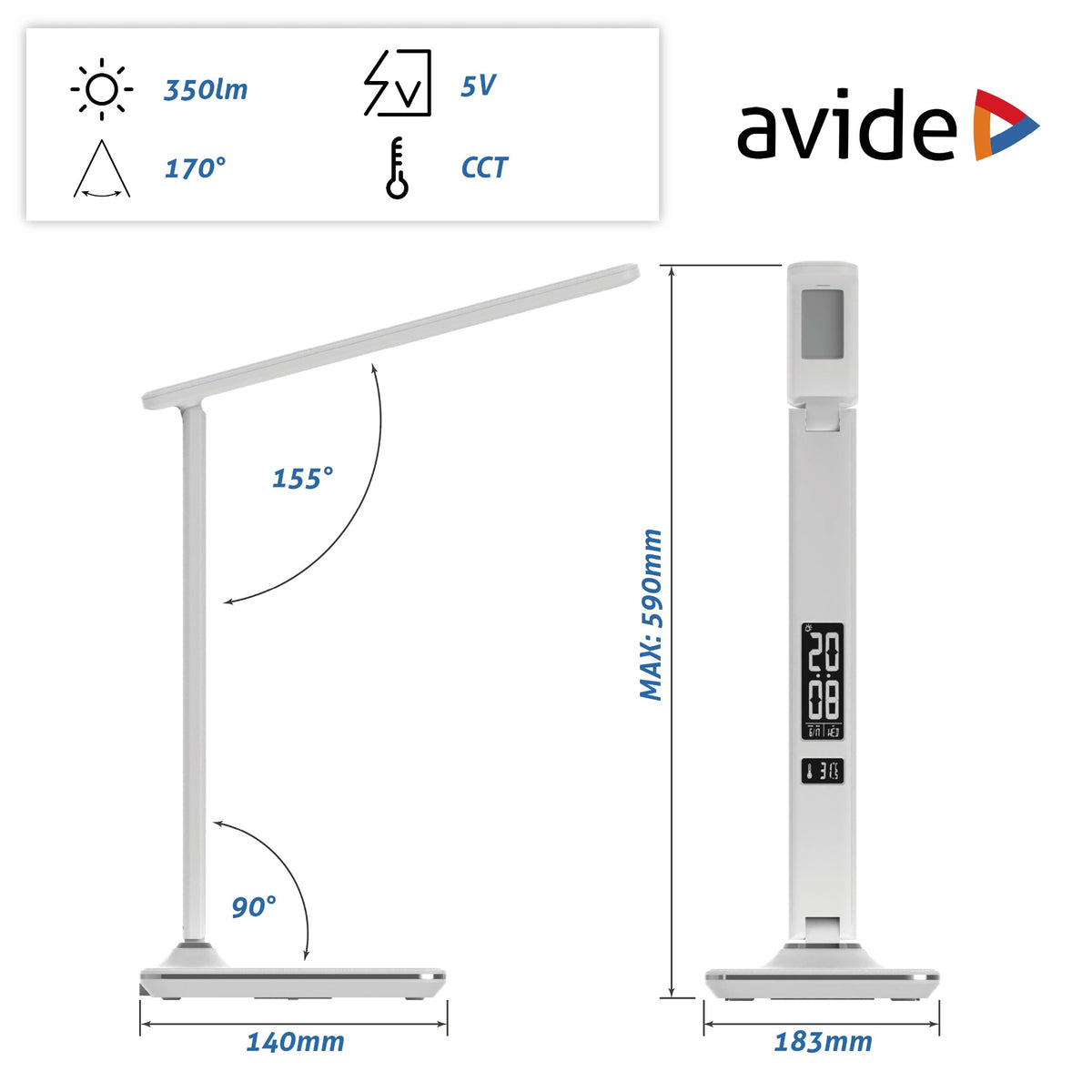 Avide 909400 Svetilka namizna LED Office Leather Calendar 6W CCT 350 lm
