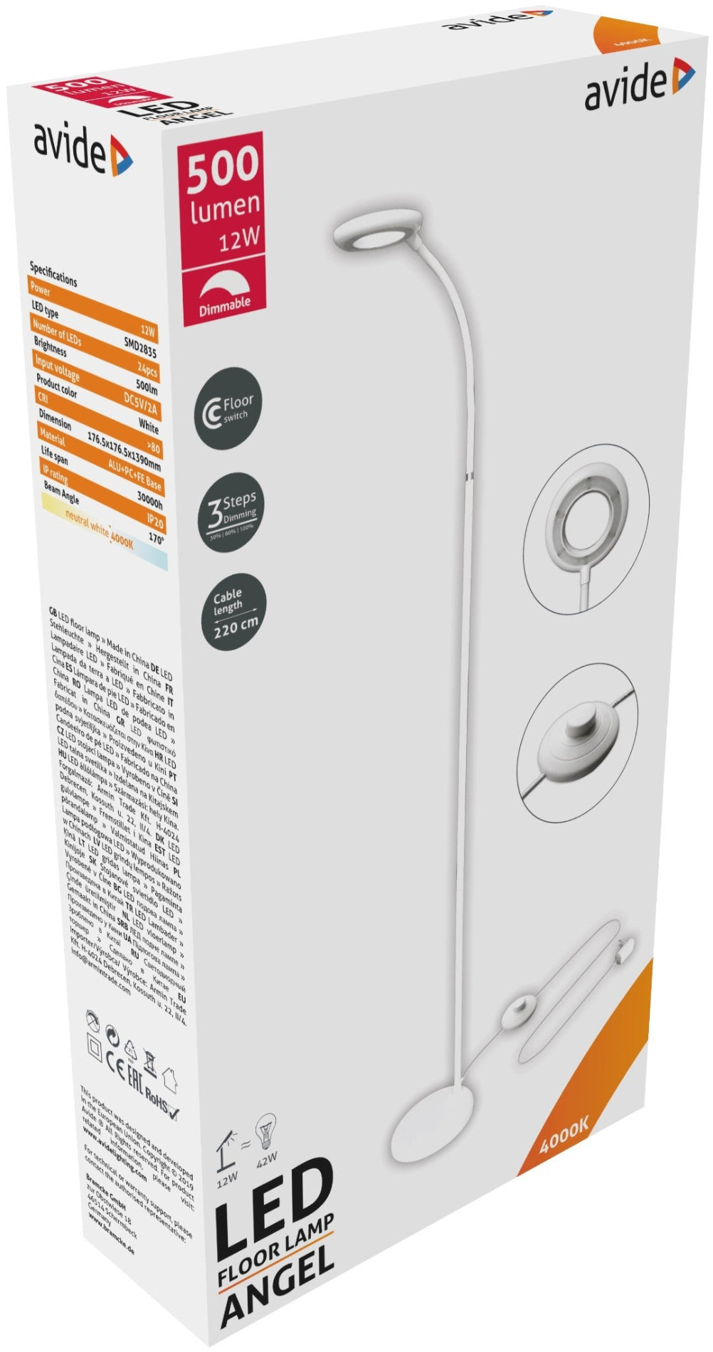 Avide 919362 Svetilka LED Angel 12W 4000K 500lm